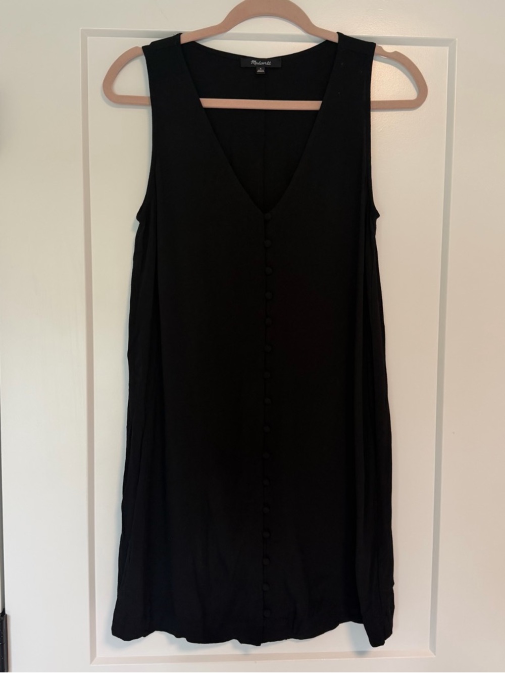 Madewell Black V-Neck Button-Front Dress